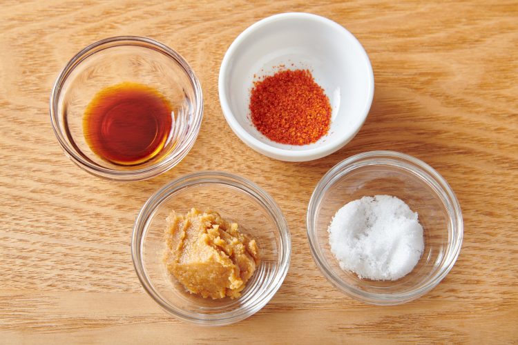 味噌＋醤油＋砂糖＋一味唐辛子