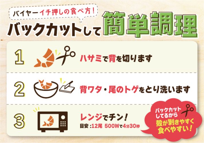 エビの電子レンジでの調理方法