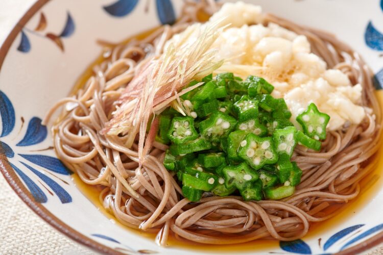 山芋とオクラのぶっかけそば