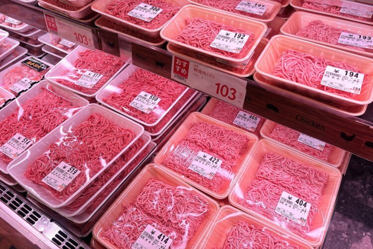ひき肉の店舗陳列