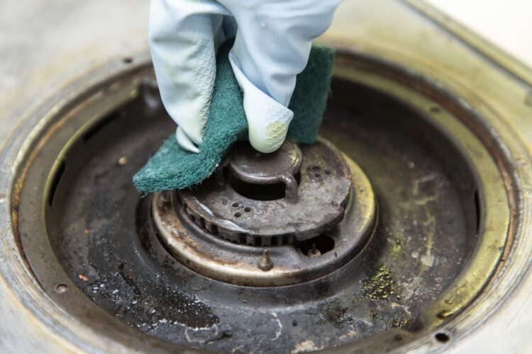 バナーの周りを拭く