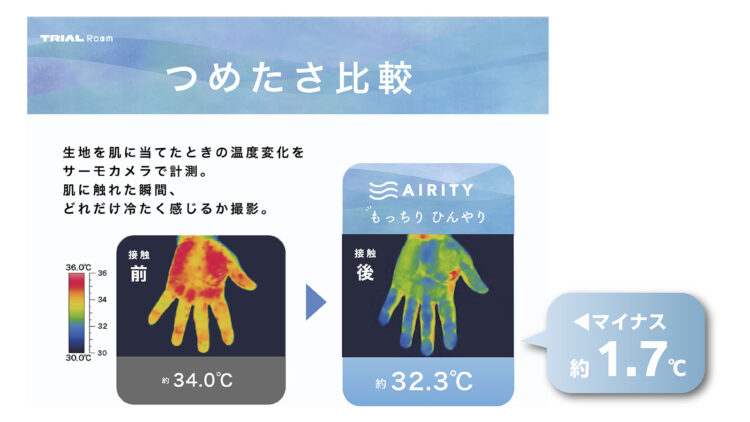 ユニチカガーメンテック調べのつめたさ比較