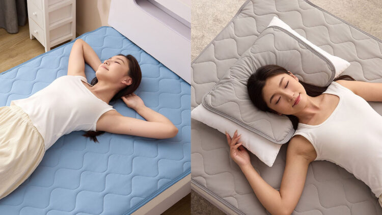 ブルーとグレーのひんやり敷パッド