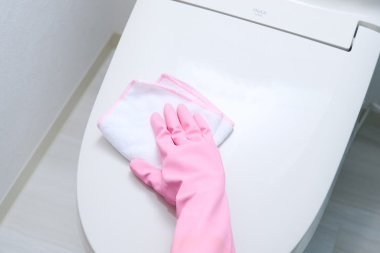 フタや便座などを拭き掃除する