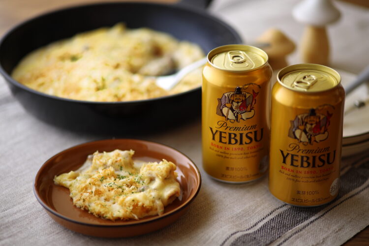 お料理にビールを添えて