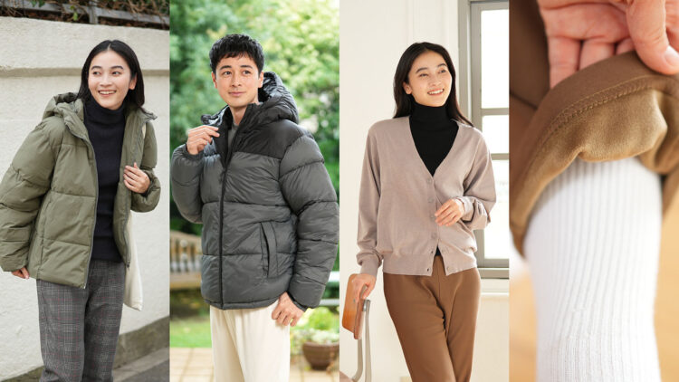 撥水ヒートパフジャケット、ボリュームパデッドパーカー、裏ベロアレギンスパンツ