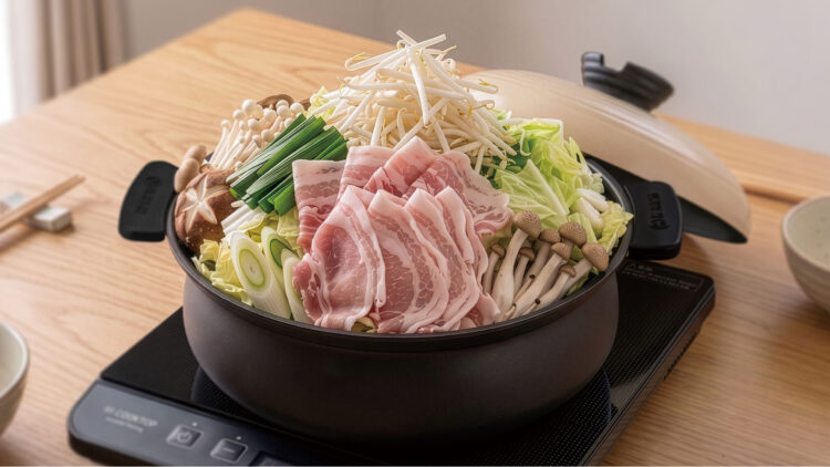 IH対応たっぷり盛れるドーム蓋卓上鍋盛り付けイメージ