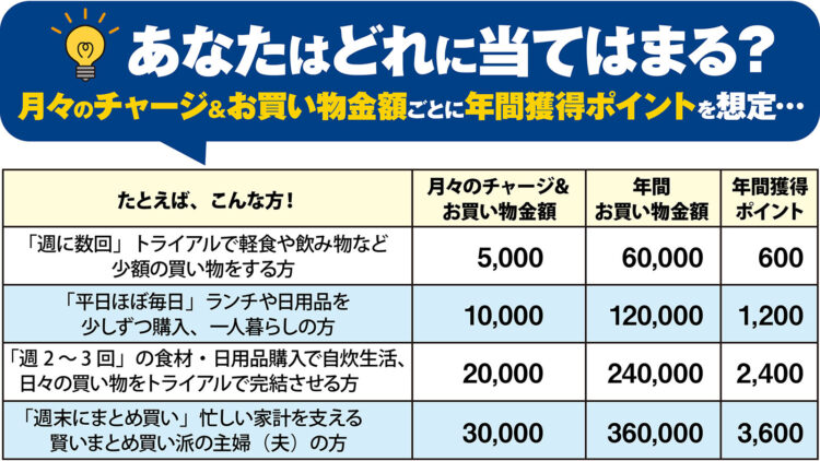 年間獲得ポイントの想定
