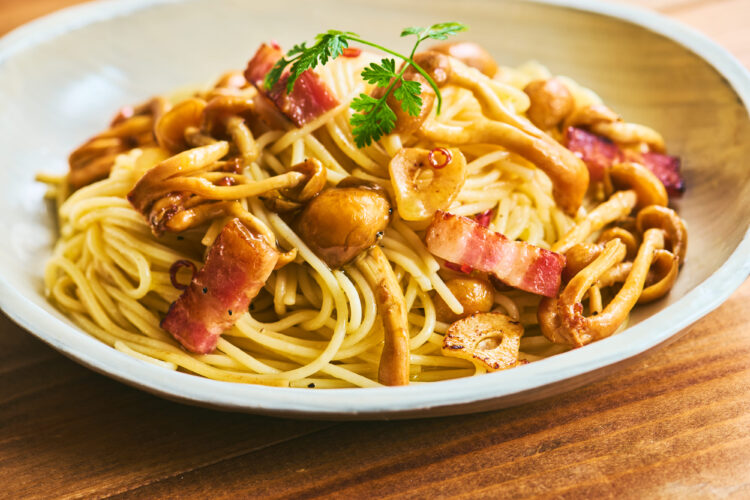 なめこのペペロンチーノの完成図