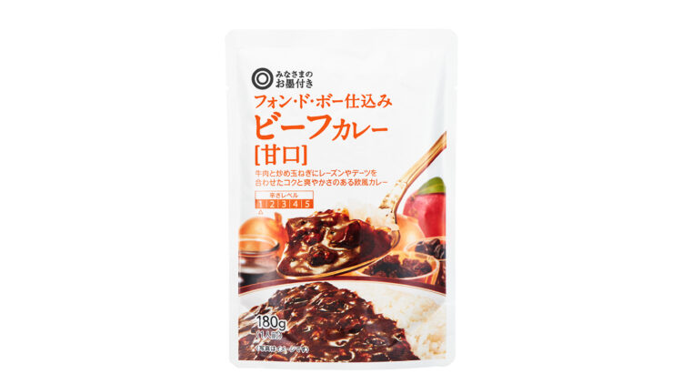 〈みなさまのお墨付き / 支持率87.7％〉フォン・ド・ボー仕込み ビーフカレー［甘口］ 180g 本体価格189円（税込204円）
