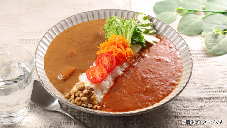 〈おいしくなれ！〉赤ワイン仕込み 欧風 野菜カレー 180g 本体価格248円（税込267円）
×
〈みなさまのお墨付き / 支持率97.2％〉トマトの爽やかな辛さ ポモドーロカレー 180g 本体価格188円（税込203円）