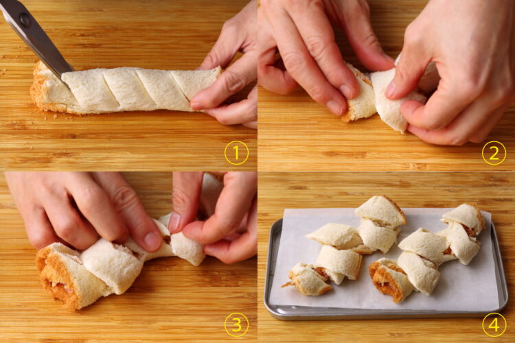 パンに切り込みを入れる