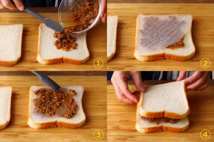 食パンに具材を挟む