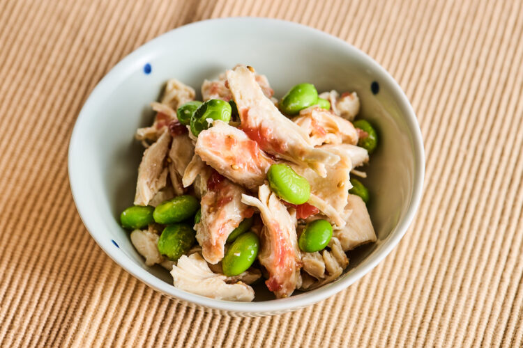 ささみと枝豆の梅ナムル