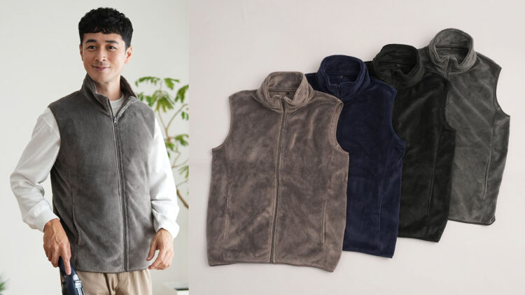メンズシルキーフリースベスト